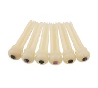 LYWSMSK 6 piroli per ponte in osso non sbiancato per chitarra acustica, con puntini di conchiglia, dimensioni standard, cono 3°