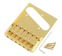 LYWSMSK Ponte per chitarra Telecaster a 6 selle, 54 mm, in ottone, resistente, asimmetrico, per chitarra elettrica stile Tele (oro)