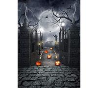 LYWYGG 5x7FT Halloween fotografia sfondo Halloween notte scena sfondo Jack-o-lantern fotografia sfondo Halloween festa decorazione bambini fotografia puntelli CP-409