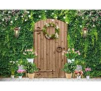 LYWYGG 7x5FT foglie verdi fondali fotografia porta legno natura foglia fiori sfondo festa di compleanno sfondo senza soluzione di continuità Photo Booth sfondi CP-446