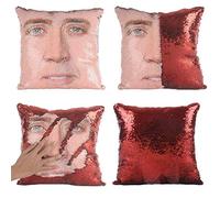 LYX Nicholas Cage Mermaid Paillettes o un'immagine, Magico Cuscino di tiro Copertura Decorativa Color-Cuscino, Due Colori tiro Cuscino (Color : A)
