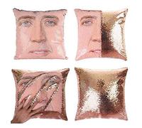 LYX Nicholas Cage Mermaid Paillettes o un'immagine, Magico Cuscino di tiro Copertura Decorativa Color-Cuscino, Due Colori tiro Cuscino (Color : D)