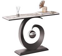 lyxamjrzyp Consolle Moderna in Pietra per Ingresso, Tavolo Console Stretto e Lungo con Struttura in Metallo, per Corridoio o Dietro Divano(Beige black,31.4in/80cm)