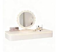 lyxamjrzyp Toeletta Trucco Sospesa con Specchio LED, Floating Makeup Vanity Wall Mounted Moderna, Scrivania Trucco per Camera da Letto e Soggiorno(White,47.2in/120cm)