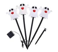 LYXBKSW Halloween Decorazioni Esterno, luci solari su picchetto Halloween | Lampade da paletto Zucca Solari 4-in-1, Impermeabili, Decorazione per Giardino, Prato, Festa(White-2,4PCS)
