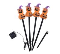 LYXBKSW Halloween Decorazioni Esterno, luci solari su picchetto Halloween | Lampade da paletto Zucca Solari 4-in-1, Impermeabili, Decorazione per Giardino, Prato, Festa(Yellow,1PCS)