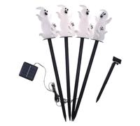 LYXBKSW Halloween Decorazioni Esterno, luci solari su picchetto Halloween | Lampade da paletto Zucca Solari 4-in-1, Impermeabili, Decorazione per Giardino, Prato, Festa(White,4PCS)