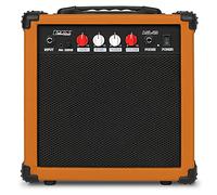 LyxPro Amplificatore per chitarra elettrica da 20 Watt, altoparlante integrato, jack per cuffie e ingresso AUX, include guadagno di volume e acuti e macinatura, mogano