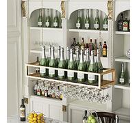 LYXSDMN Armadietto per vino da bancone da bar in ferro battuto, supporto per bicchiere da vino al contrario, mensola per vino da appendere, armadietto sospeso da bar, supporto per conservazione del