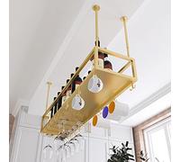 LYXSDMN Porta vino Appeso Supporto per Bottiglia di vino, Decorazione da Soffitto, Supporto per Calici da Vino con Supporto per Calici da Piedi, Bar Ristoranti Cucine Scaffale di rangemen