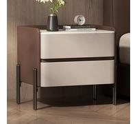 LYXWGRZD Comodino con Piano in Lastra di Roccia, Comodino con Bordo Rialzato in Pelle PU, Per Piccoli Spazi, Camera da Letto, Soggiorno(Dark brown,17.7in/45cm)