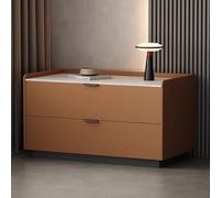 LYXWGRZD Comodino Moderno con 2 Cassetti, Comodini In Legno for Divani Con Piano in Pietra E Maniglie in Metallo, Comodino Cameretta, Comodino Camera Da Letto(Orange,80x40x50cm)