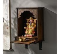 LYXWGRZD Mensola per Altare Buddha in Bambù con Vassoio Estraibile, Può Essere Appeso o Posizionato Sulla Scrivania, Altar Meditazion(35cm/14'',Wall-mounted)