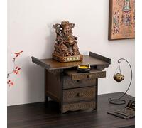LYXWGRZD Piccolo Tavolo da Altare con Pannello Estraibile e Cassetto, Tavoli Puja in Bambù per Statue di Buddha, Rituali(50cm/19.6'')