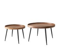 LYXWGRZD Rotondi per Tavolino Salotto, Tavolino Laterale Impilabile Facile da Montare con Gambe in Metallo, per Camera da Letto(Brown,76cm/30'')