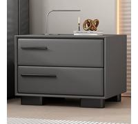 LYXWGRZD Tavolino Comodino in Pelle PU, Tavolino da Notte in Legno, Comodino con Guida Scorrevole in Metallo, per Camera da Letto Moderna/Soggiorno/Ufficio/Lato Divano(Dark Gray,15.7in/40cm)