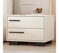 LYXWGRZD Tavolino Comodino in Pelle PU, Tavolino da Notte in Legno, Comodino con Guida Scorrevole in Metallo, Per Camera da Letto Moderna/soggiorno/ufficio/lato Divano(Off-white,15.7in/40cm)