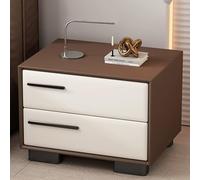 LYXWGRZD Tavolino Comodino in Pelle PU, Tavolino da Notte in Legno, Comodino con Guida Scorrevole in Metallo, Per Camera da Letto Moderna/soggiorno/ufficio/lato Divano(Brown+White,19.6in/50cm)