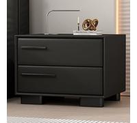 LYXWGRZD Tavolino Comodino in Pelle PU, Tavolino da Notte in Legno, Comodino con Guida Scorrevole in Metallo, Per Camera da Letto Moderna/soggiorno/ufficio/lato Divano(Black,15.7in/40cm)