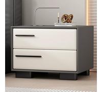 LYXWGRZD Tavolino Comodino in Pelle PU, Tavolino da Notte in Legno, Comodino con Guida Scorrevole in Metallo, Per Camera da Letto Moderna/soggiorno/ufficio/lato Divano(Dark Gray+White,17.7in/45cm)