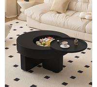 LYXWGRZD Tavolino da Caffè Moderno e Minimalista con Piano Girevole a 360°, Spazio Nascosto per Soggiorno, Camera da Letto, Balcone, Ufficio(Black)