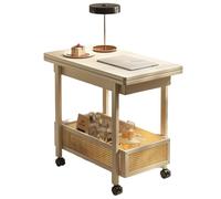 LYXWGRZD Tavolino Salotto Pieghevole con Contenitore, Tavolino Laterale con Ruote, Tavolino Centrale Girevole con Piano Rimovibile per Soggiorno(White)