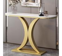 LYXWGRZD Tavolo Consolle, Tavolo da Divano Stretto, Tavolo da Ingresso con Base in Metallo, Tavolino Decorativo, Tavolo Dietro Il Divano for Ingresso, Corridoio, Soggiorno(Gold B,100cm/39.3in)