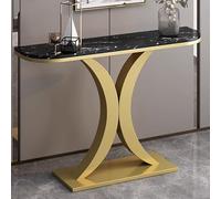 LYXWGRZD Tavolo Consolle, Tavolo da Divano Stretto, Tavolo da Ingresso con Base In Metallo, Tavolino Decorativo, Tavolo Dietro Il Divano for Ingresso, Corridoio, Soggiorno(Gold A,100cm/39.3in)