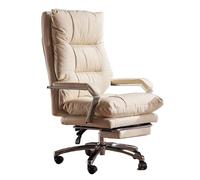 LYXXJRYBHD Silla de Oficina Ejecutiva, Silla de Escritorio Alta Respaldo, Sillón de Cuero con Reposapiés Retráctil, Silla de Oficina Ajustable en Altura(White)