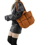 LYXYGMV Borsa a tracolla imbottita morbida da donna, trapuntata, in nylon imbottito, in cotone Per Viaggi, Lavoro, Palestra(Brown)