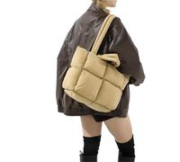 LYXYGMV Borsa a tracolla imbottita morbida da donna, trapuntata, in nylon imbottito, in cotone Per Viaggi, Lavoro, Palestra(Khaki)