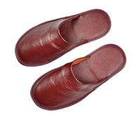 LYXYGMV Pantofole in vera pelle di mucca grandi dimensioni, for interni, primavera, autunno, uomo, donna, anziani, antiscivolo, casual, singole Per uso Domestico(529 Wine red,38-39)