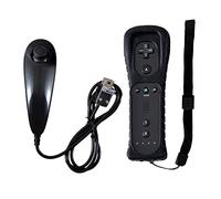 Lyyes Telecomando per Wii, Wii Remote e Nunchuck Controller con custodia in silicone e cinturino per Wii e Wii U (nero)