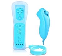 Lyyes Telecomando per Wii, Wii Remote e Nunchuck Controller con custodia in silicone e cinturino per Wii e Wii U (blu)