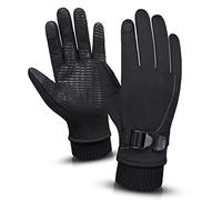 LYYQH Cycling Gloves Winter Plus Velvet to Keep Warm Outdoor Sports Mountaineering Men's Touch Screen Non-Slip Padded Ski (Color : Black Size : M Code 10CM) (Black XL code 11CM)