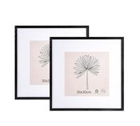 LYYYYX 30x30cm Cornice Legno Nero, Passepartout, Acrilico Antiriflesso,2pz | Moderna Cornici Quercia Con Passepartout Adatte Per Foto 20x20cm, Legno Naturale, da appendere, Poster, Puzzle,Certificato