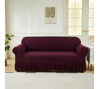 LYZIDEBAE Fodera per Divano Elasticizzata con Gonna A Balze, Copridivani Universali all-Inclusive Protezione per Mobili Traspirante Lavabile Facile da Montare per Soggiorno,3,1 Seater