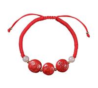 LyzqxHL Braccialetti for Coppie e Feng Shui - Design Zodiacale Intagliato in cinabro Naturale, Stile Regolabile con Cordino Rosso Intrecciato a Mano for nell'anno Natale(Tiger Horse Dog-Jade)