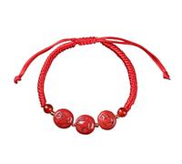 LyzqxHL Braccialetti for Coppie e Feng Shui - Design Zodiacale Intagliato in cinabro Naturale, Stile Regolabile con Cordino Rosso Intrecciato a Mano for nell'anno Natale(Pig Rabbit Goat-Agate)