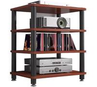 LyzqxHL Mensola for giradischi, mobiletto portaoggetti a torre, supporto audio-video moderno, mobiletto stereo in legno a 1/2/3/4 ripiani(Red,4 Tier)