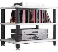 LyzqxHL Mensola for giradischi, mobiletto portaoggetti a torre, supporto audio-video moderno, mobiletto stereo in legno a 1/2/3/4 ripiani(White,3 Tier)