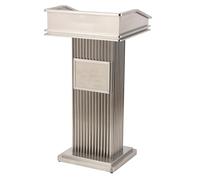 LyzqxHL Supporto for podio, leggii in Acciaio Inossidabile, Supporti for Loghi e Testi Personalizzati con Spazio di archiviazione, pulpiti da Pavimento, for seminari(Silver)