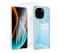 LYZXMY Cover per Blackview Color 6(6.67") Trasparente Custodia + 3 Pezzi Pellicola Protettiva in Vetro Temperato, Ultra Sottile in Silicone Protettivo Bumper TPU Morbido Gel Case