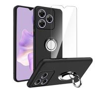 LYZXMY Cover per Blackview WAVE 8 / WAVE 8C (6.56") Nero Custodia + supporto ad anello rotante + protezione schermo in vetro temperato