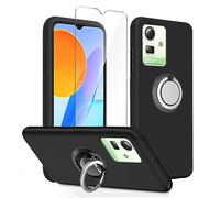 LYZXMY Cover per Cubot Note 50 (6.56") Nero + Staffa girevole + Pellicola Protettiva in Vetro Temperato - Custodia Morbido Silicone Protettivo TPU Case