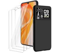 LYZXMY Cover per CUBOT P90(6.88") Nero Custodia + 3 Pezzi Pellicola Protettiva in Vetro Temperato, Ultra Sottile in Silicone Protettivo Bumper TPU Morbido Gel Case