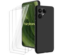 LYZXMY Cover per Fairphone 6(6.31") Nero Custodia + 3 Pezzi Pellicola Protettiva in Vetro Temperato, Ultra Sottile in Silicone Protettivo Bumper TPU Morbido Gel Case