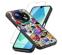 LYZXMY Cover per Oukitel C59 Pro (6.88") + Pellicola Protettiva in Vetro Temperato - Nero Morbido Silicone Custodia Protettivo TPU Gel Case - Monster