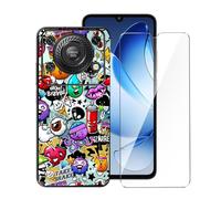 LYZXMY Cover per Oukitel C60 Pro/C60 (6.88") + Pellicola Protettiva in Vetro Temperato - Nero Morbido Silicone Custodia Protettivo TPU Gel Case - Monster