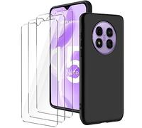 LYZXMY Cover per Ulefone Note 15(6.22") Nero Custodia + 3 Pezzi Pellicola Protettiva in Vetro Temperato, Ultra Sottile in Silicone Protettivo Bumper TPU Morbido Gel Case